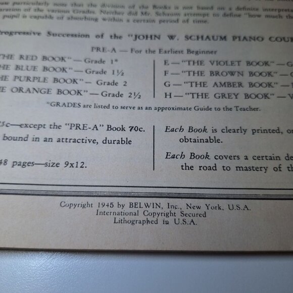 Piano Course Red Book A Schaum Music Vintage Education Teach 1945 Frank Learning - Picture 5 of 12